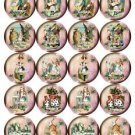 20 x Round Alice in Wonderland Images #2 ..Gift Tags..Cupcake Toppers..Jewellery
