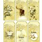 6 x Christmas Gift Tags / Images .. " Cheer " .. Gold Tones ... Large Size