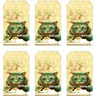 6 x Alice in Wonderland Gift Tags / Images #1 .. Cheshire Cat