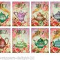 8 x Floral Teapot Gift Tags / Images .. " TEA " .. Birthday .. Party