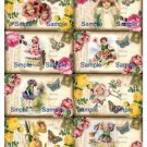 8 x Vintage Post Card Style Gift Tags .. Chic Flower Girls