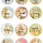 12 x Round Peter Rabbit Images #1 .. Gift Tags or Cupcake Toppers .. Craft
