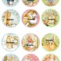 12 x Round Peter Rabbit Images #1 .. Gift Tags or Cupcake Toppers .. Craft