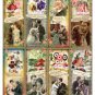 8 x Love / Romance Valentine .. Vintage Bookmarks / Images