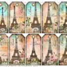 10 x French Style Gift Tags /Images - Eiffel Tower .. Flowers