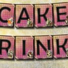 Alice In Wonderland Party Wedding Bunting Banner Flags #2 " CAKE "and" DRINKS "