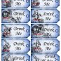 10 x Blue Alice in Wonderland Gift Tags / Images .. " Drink Me "