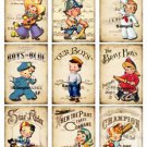 9 x Vintage Little Boys Gift Tags / Images .. Party .. Birthday
