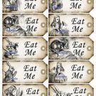 10 x Alice in Wonderland Gift Tags / Images  .. " Eat Me "