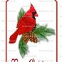 8 x Red Christmas Cardinal Bird Gift Tag / Images .. " Merry Christmas "