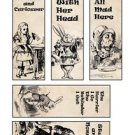 5 x Alice in Wonderland Bookmarks / Images .. Party .. Birthday