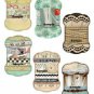 12 x Gift Tags / Images .. Vintage Sewing Trims Thread Winder