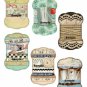 12 x Gift Tags / Images .. Vintage Sewing Trims Thread Winder