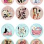 12 x Vintage Look Round Gift Tags or Cupcake Toppers .. Party .. Baby .. Shower