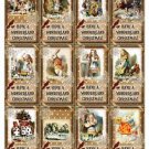 12 x Alice in Wonderland Gift Tags / Images .. " Have A Wonderland Christmas "