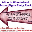 6 x Alice in Wonderland Pink Arrow Signs DIY Party Pack Birthday Wedding