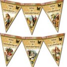 18 x Alice In Wonderland Bunting / Banner Flags # 2 .. 250gsm Cardstock
