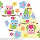 8 x Colourful Owl and Leaves Bunting / Banner Flags..250gsm Cardstock