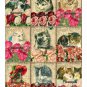 9 x Vintage Cat / Kittens Floral Gift Tags / Images