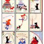 9 x Vintage Christmas Scottish Terrier Dog Gift Tags Images Tree Candle People