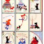 9 x Vintage Christmas Scottish Terrier Dog Gift Tags Images Tree Candle People