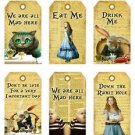 12 x Alice in Wonderland Gift Tags / Images Eat Me Drink Me & more..smaller size