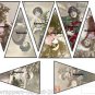 24 x Vintage Women Christmas Bunting / Banner Flags ... 250gsm cardstock item