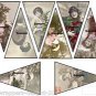 24 x Vintage Women Christmas Bunting / Banner Flags ... 250gsm cardstock item