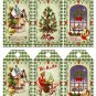 12 x Christmas Gift Tags / Images .. Shades of Green ... Smaller Size