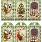 12 x Christmas Gift Tags / Images .. Shades of Green ... Smaller Size