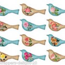 12 x Bird Shape Floral Gift Tags /  Images