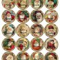 20 x Round Vintage Santa Christmas Images for Gift Tags Cupcake Toppers or Craft