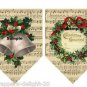 12 x Vintage Bells & Wreath Christmas Bunting / Banner Flags ..250gsm Cardstock