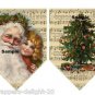 12 x Vintage Santa & Tree Christmas Bunting / Banner Flags ..250gsm Cardstock