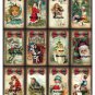 12 x Vintage Christmas Scenes Burlap Hessian Look Gift Tags Images Santa Angels