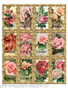 12 x Roses Gift Tags / Images .. Craft .. Scrapbook