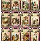 12 x Whimsical Alice in Wonderland Gift Tags / Images
