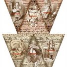 18 x Alice In Wonderland Bunting / Banner Flags # 4 .. 250gsm Cardstock