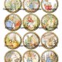 12 x Round Peter Rabbit Images #2 .. Gift Tags or Cupcake Toppers .. Craft