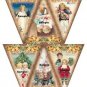 18 x Vintage Children Christmas Bunting / Banner Flags ..250gsm Cardstock