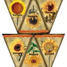 18 x Country Sunflower Bunting / Banner Flags .. 250gsm Cardstock Item
