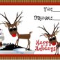 9 x Christmas Reindeer Gift Tags / Images .. " Happy Holidays "