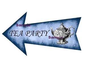 Blue Alice in Wonderland Arrow Shape Sign ... "  TEA PARTY "