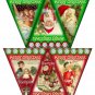 18x Vintage Santa & Children Christmas Bunting / Banner Flags ..250gsm Cardstock