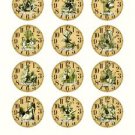 12 x Round Alice in Wonderland Clock Face Images ..Tags..Cupcake Topper..Jewelle