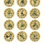 12 x Round Alice in Wonderland Clock Face Images ..Tags..Cupcake Topper..Jewelle