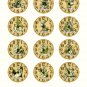 12 x Round Alice in Wonderland Clock Face Images ..Tags..Cupcake Topper..Jewelle