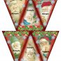 18 x Christmas Bunting / Banner Flags .. Vintage Santas .. 250gsm Cardstock Item