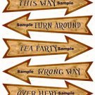 Smaller Size Alice in Wonderland Arrow Shape Signs ...5 to an A4 as per photo