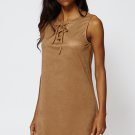 Faux Suede Lace Up Shift Dress (RP 317561)